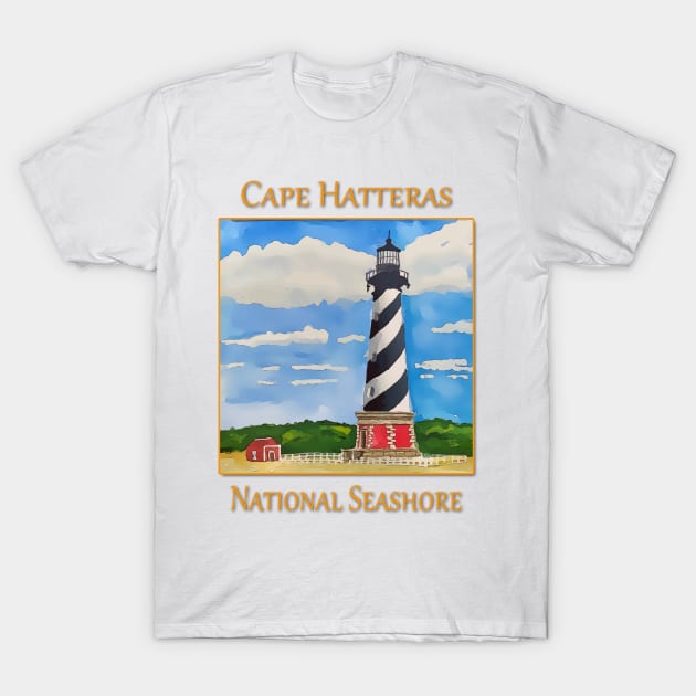 Lighthouse on Cape Hatteras National Seashore T-Shirt by WelshDesigns